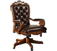 Chaise de direction pivotante en cuir avec hauteur réglable, base en bois, design confortable pour la maison et le bureau