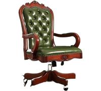 Chaise de direction pivotante en cuir avec hauteur réglable, base en bois, design confortable pour la maison et le bureau