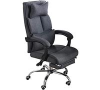 Chaise de direction réglable de 90 ° à 155 ° - Chaise de gestion en lin respirant avec repose-pieds, appui-tête et soutien lombaire, supporte 500 kg (noir)