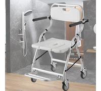 Chaise de Douche à roulettes, Chaise de Douche Pliable à roulettes avec Dossier Amovible et Coussin D'assise en Forme de U, Chaise de Douche pour Personnes âgées Handicapées, Charge : 120kg