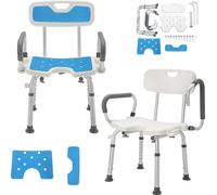 Chaise de douche ACXIN avec accoudoirs amovible et dossier Tabouret de bain réglable en hauteur Chaise de bain antidérapante jusqu'à 150 kg pour personnes âgées handicapées et femmes enceintes (Type C