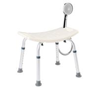 Chaise de douche AREBOS Blanc | Avec poignées & pieds en caoutchouc | Réglable en hauteur | Cadre en aluminium