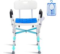 Chaise de douche avec accoudoirs - charge max. 181,4 kg - siège de douche réglable en hauteur avec dossier - idéal pour les salles de bains accessibles aux personnes à mobilité réduite