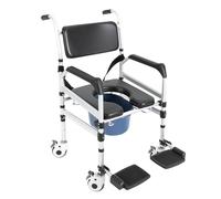 Chaise de douche avec freins et roues - Chaise de douche pliable - Hauteur réglable - Chaise percée pour personnes âgées, handicapées et femmes enceintes
