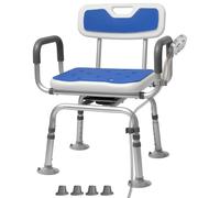 Chaise de douche pivotante à 360° avec dossier et accoudoirs, chaise de bain pivotante avec coussinets résistants au froid, supporte 180 kg, assemblage sans outils, chaise de douche pivotante pour