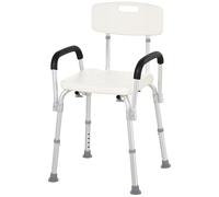 Chaise De Douche Siège De Douche Ergonomique Hauteur Réglable Pieds Antidérapants Dossier Accoudoirs Amovibles Charge Max. 136 Kg Alu Hdpe Blanc