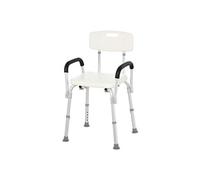 HOMCOM Chaise de Douche siège de Douche Ergonomique Hauteur réglable Pieds antidérapants Dossier accoudoirs Amovibles Charge Max. 136 Kg alu HDPE Blanc