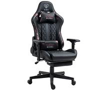 Chaise de gaming avec repose-pieds et accoudoirs ergonomiques 4D - Chaise de gaming aspect siège sport - Chaise gamer avec coussin de soutien dorsal réglable pour une posture assise plus saine,