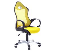 Chaise de Gaming en Textile et Cuir PU Jaune Rotation Roulettes iChair
