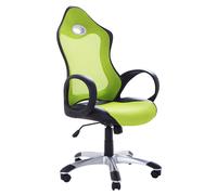 Chaise de Gaming en Textile et Cuir PU Vert Rotation Roulettes iChair