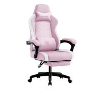 GTPLAYER Chaise Gaming Ergonomique, Chaise de Bureau en Tissu Respirant, Grande et Haute, pivotante, avec Repose-Pieds, Soutien Lombaire réglable et appuie-tête, Marron