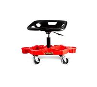 Chaise de garagiste, Tabouret Kraft Muller, pivotant sur roulettes, supports de rangements pour bidons, outils, Charg Max. 150Kg
