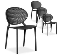 Chaise de jardin 4 chaises empilable en noir plastique relax bistrot Homestyle4u