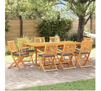 Chaise de jardin - 8 pièces - Pliantes - Bois d'acacia massif - Confortables avec coussins