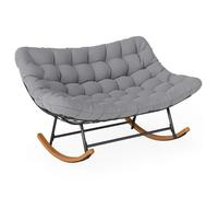 Chaise De Jardin À Bascule 2 Places Costway, Causeuse Surdimensionné En Métal Charge 320kg Avec Coussin Pour Véranda Jardin Chambre Multicolore