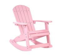 Chaise de Jardin à Bascule pour Enfants Plastique Effet Bois Patio Terrasse Rose