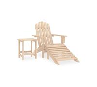 Chaise de jardin Adirondack avec repose pied et table Sapin Beige G