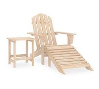 Sapin Chaise de Jardin Adirondack avec Pouf et Table Marron Fauteuil vidaXL
