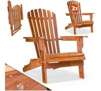 Chaise de Jardin Adirondack en Bois d'acacia - Lot de 2 - Accoudoirs arrondis - Marron - CASARIA