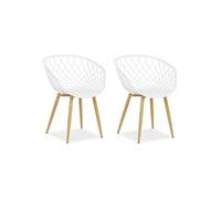Chaise de jardin avec accoudoirs Blanc Lot de 2