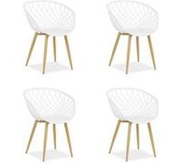 Chaise de jardin avec accoudoirs Blanc Lot de 4 Fauteuils Beige G