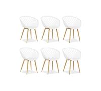 Chaise de jardin avec accoudoirs Blanc Lot de 6 Fauteuils