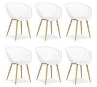 Chaise de jardin Lot de 6 avec accoudoirs Blanc Fauteuils Plastique Homestyle4u