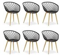 Chaise de jardin avec accoudoirs Noir Lot de 6 Beige