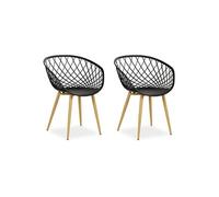 Chaise de jardin avec accoudoirs Noir Plastique Beige G
