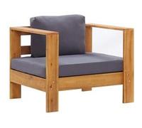 vidaXL Chaise de jardin avec coussin Gris foncé Bois d'acacia solide