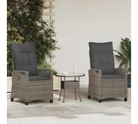 vidaXL Chaise de jardin 2 pièces 56 x 60 x 112 cm Inclinable Acier/Polyester Gris et Bleu marine