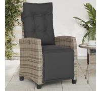 Chaise de Jardin avec Repose-Pieds, Fauteuil Extérieur Réglable en Polyrotin, Structure Acier Thermolaqué, Coussins Détachables, Confort Optimal, pour Terrasse et Jardin, Couleur Gris, 57x66x93 cm