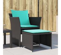 Chaise de jardin avec tabouret noir résine tressée siège de jardin vidaXL