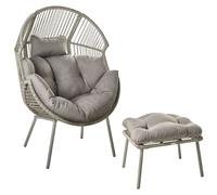 Chaise De Jardin Avec Un Pouf En Polyrotin Gris Murano Gris