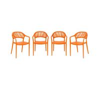 sweeek - Chaise de Jardin empilable avec Effet Corde Orange (Lot de 4) - Jovia