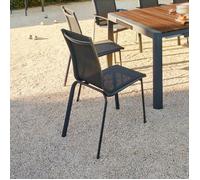 Chaise de jardin empilable ""Axant"" anthracite & graphite en aluminium traité époxy - Hespéride