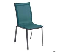 Chaise de jardin empilable ""Axant"" bleu canard & graphite en aluminium traité époxy - Hespéride