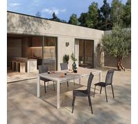 Hespéride - Chaise de Jardin Empilable Axant Beige Lin - Aluminium Traité Epoxy Texaline - Dim 48 x 63 x 94 cm - Meuble d'Extérieur Empilable