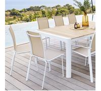 Chaise de jardin empilable ""Axant"" lin & blanc en aluminium traité époxy - Hespéride
