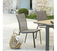 Chaise de jardin empilable ""Axant"" wengé & praline en aluminium traité époxy - Hespéride