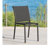 Chaise de jardin empilable ""Essentia"" anthracite & graphite aluminium traité époxy - Hespéride