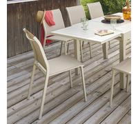 Hespéride - Chaise de Jardin Empilable Essentia Beige Lin - Aluminium Texaline - Dim 46 x 61 x 88 cm - Meuble d'Extérieur Résistant aux UVF