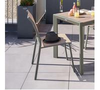 Chaise de jardin empilable ""Essentia"" lin & vert laurier aluminium et texaline - Hespéride