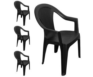 Chaise de jardin empilable, plastique effet rotin - Chaise empilable en plastique - 2 couleurs au choix 4 Stück - anthrazit gris