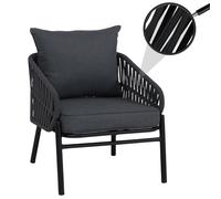 Chaise De Jardin En Aluminium Hwc-P90, Fauteuil Lounge D'extérieur, Tressage En Corde Rope Tissu/Textile (180 G/M²) Anthracite Gris