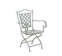 Chaise De Jardin en Fer Forgé Adara I Chaise De Jardin Pliable I Design Antique avec Accoudoirs I Hauteur De l'Assise: 43 cm, Couleur:Vert Antique
