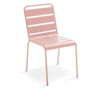 Chaise de jardin en métal rose poudré Palavas, Oviala