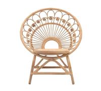 Chaise de jardin en rotin naturel en forme de paon pour salle à manger décontractée en extérieur et intérieur