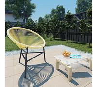 Chaise de Jardin, en Rotin PE et Structure Acier, Design Acapulco, Imperméable et Résistante aux UV, Fauteuil Jardins Exterieur, pour Terrasse, Balcon, Jardins, Couleur Beige, 69 x 66 x 87 cm