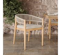 Chaise de jardin en tissu beige et bois d'acacia - izïa